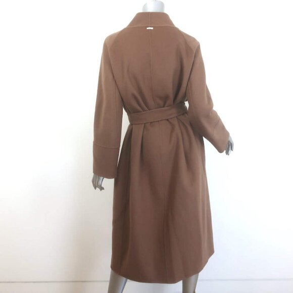 'S Max Mara Calla Belted Wrap Coat Brown Felted Wool Size US 4 - Picture 7 of 13